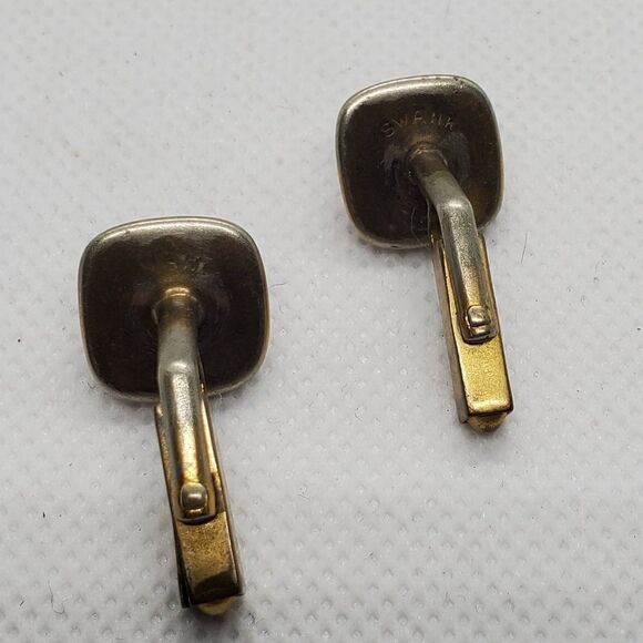 Swank Red & Gold Colored Cuff Links - Picture 3 of 3